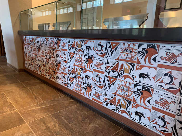 Tamaya Resort Santa Ana Pueblo, New Mexico. Closeup of installed tiles.